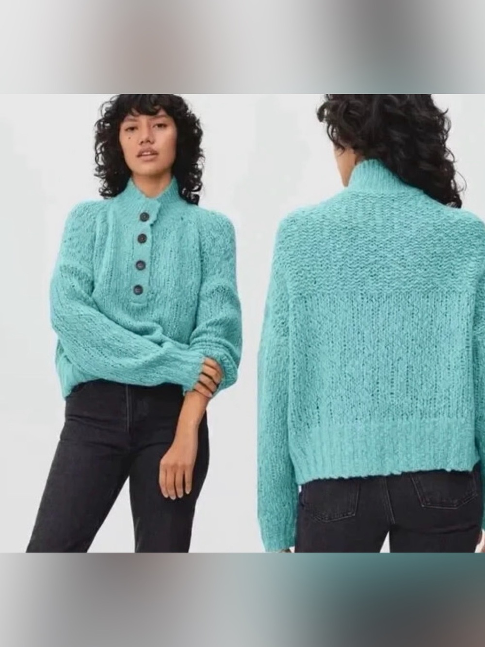 Everlane Lofty Henley chunky knit sweater sz XL